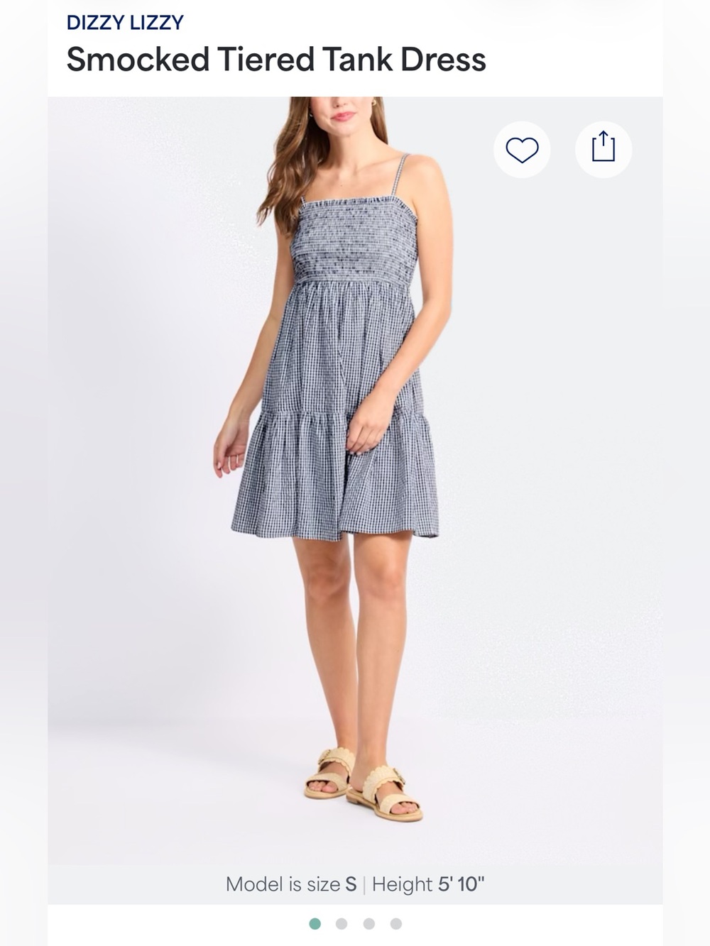 Dizzy Lizzy Blue Gingham Smocked Tank Mini Dress